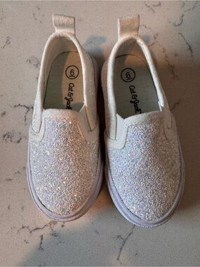 Cat & Jack Girls' Iridescent Glitter Slip-On Sneakers - White